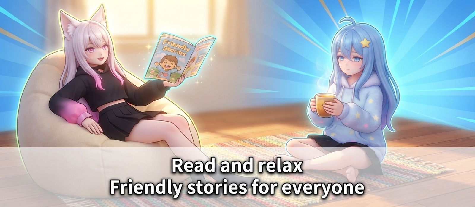 Sora and Yuki relaxing with a magazine